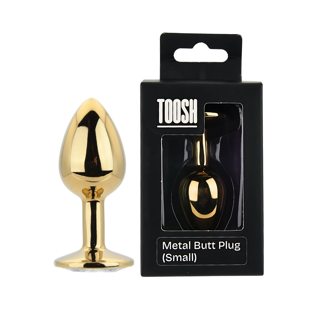 Toosh Gold Metal Butt Plug Small Clear Stone