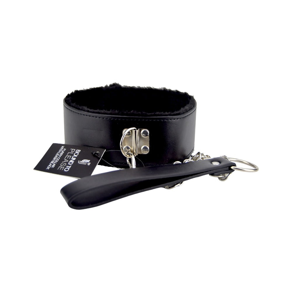 Bound to Please Furry Collar with Leash Black