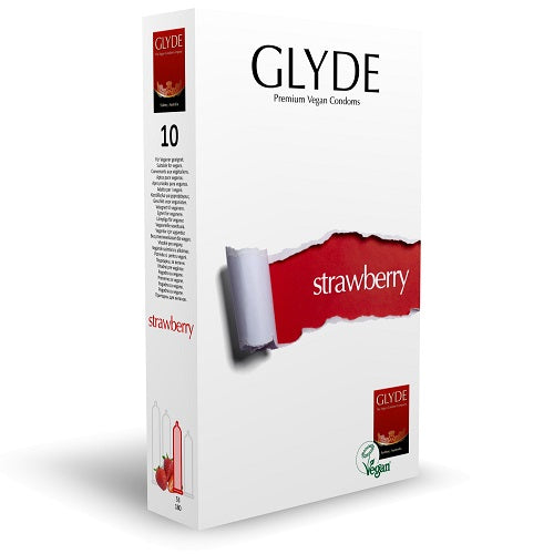 Glyde Ultra Strawberry Flavour Vegan Condoms 10 Pack